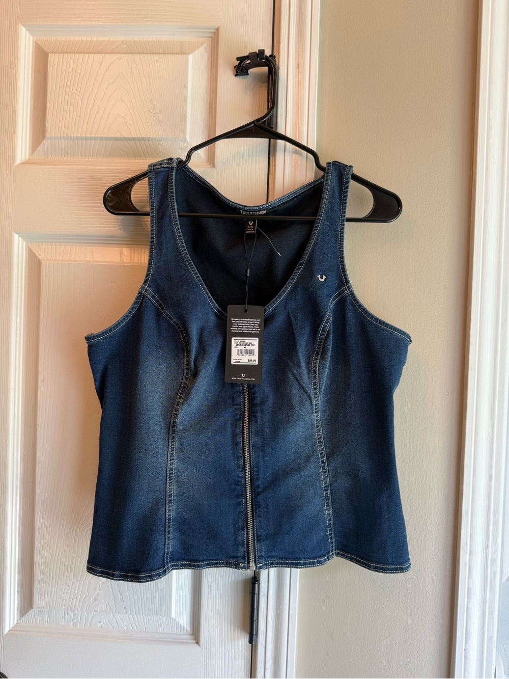 True Religion Dark Blue Denim Zip Tank
